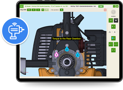 VKS ToolConnect IoT interface showing real-time torque instruction