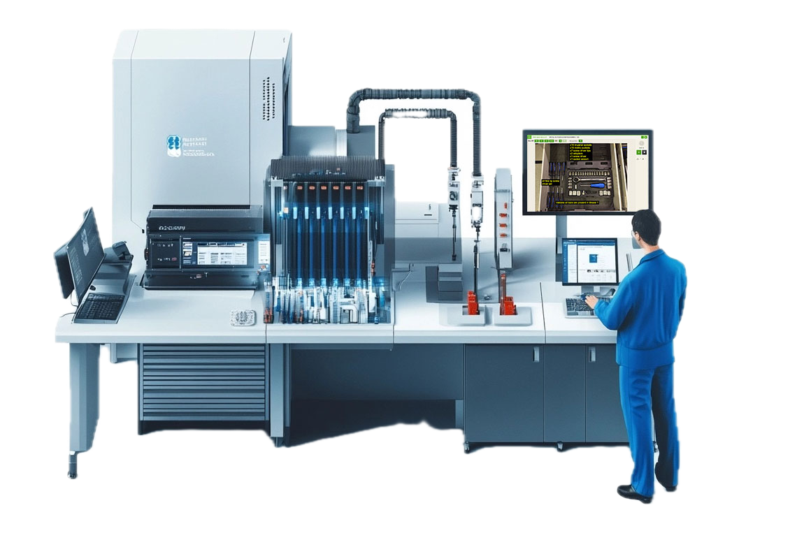 Worker using VKS with their manufacturing work bench