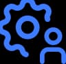 Gears and people icon representing empowered operators performing tasks correctly
