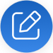 Pencil icon drawn with white lines inside a blue circle