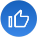 Thumbs up icon drawn with white lines inside a blue circle