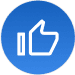 Icône du pouce levé dessinée avec des lignes blanches à l'intérieur d'un cercle bleu