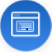 Web broswer icon drawn with white lines inside a blue circle