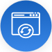 Camera icon drawn with white lines inside a blue circle