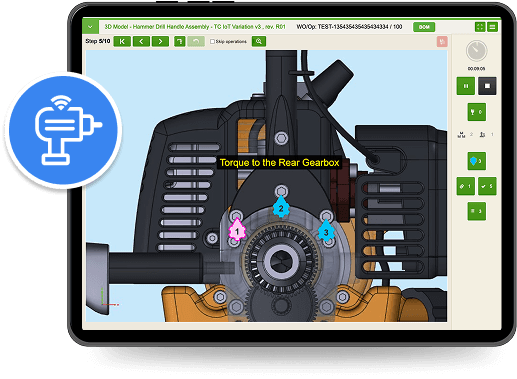 VKS ToolConnect IoT interface showing real-time torque instruction