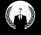 Anonymous customer emblem showing a suited figure with a question-mark head, a globe, and a laurel wreath.