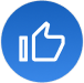 Thumbs up icon drawn with white lines inside a blue circle