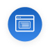 Web-Broswer-Symbol mit weißen Linien innerhalb eines blauen Kreises gezeichnet