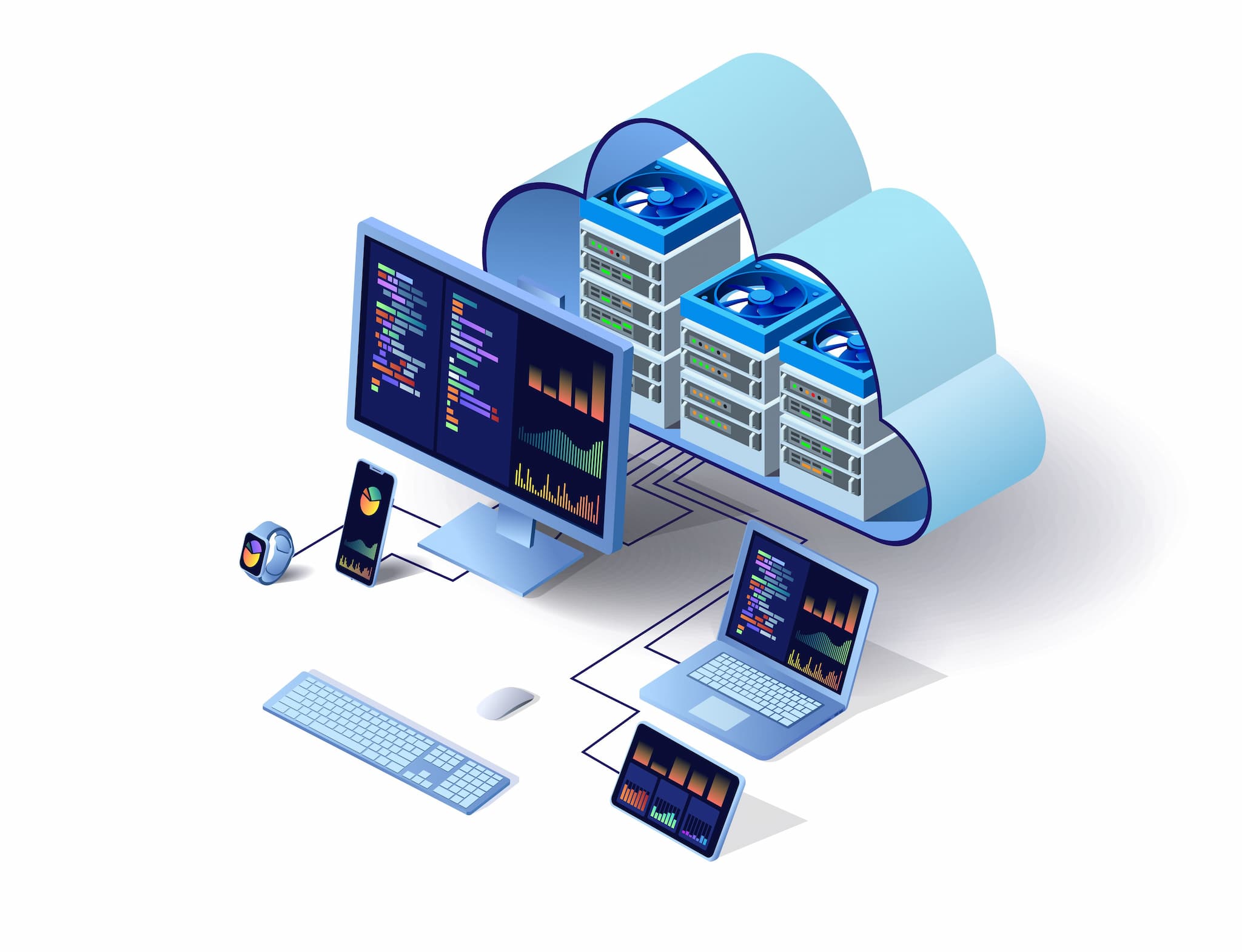 IoT-Geräte, die an die Cloud angeschlossen sind, als Vertreter des Cloud Computing