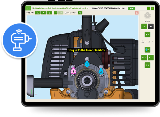 VKS ToolConnect IoT interface showing real-time torque instruction