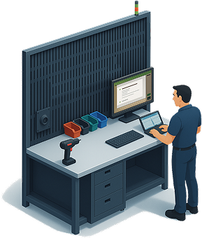 Worker guidance system in action